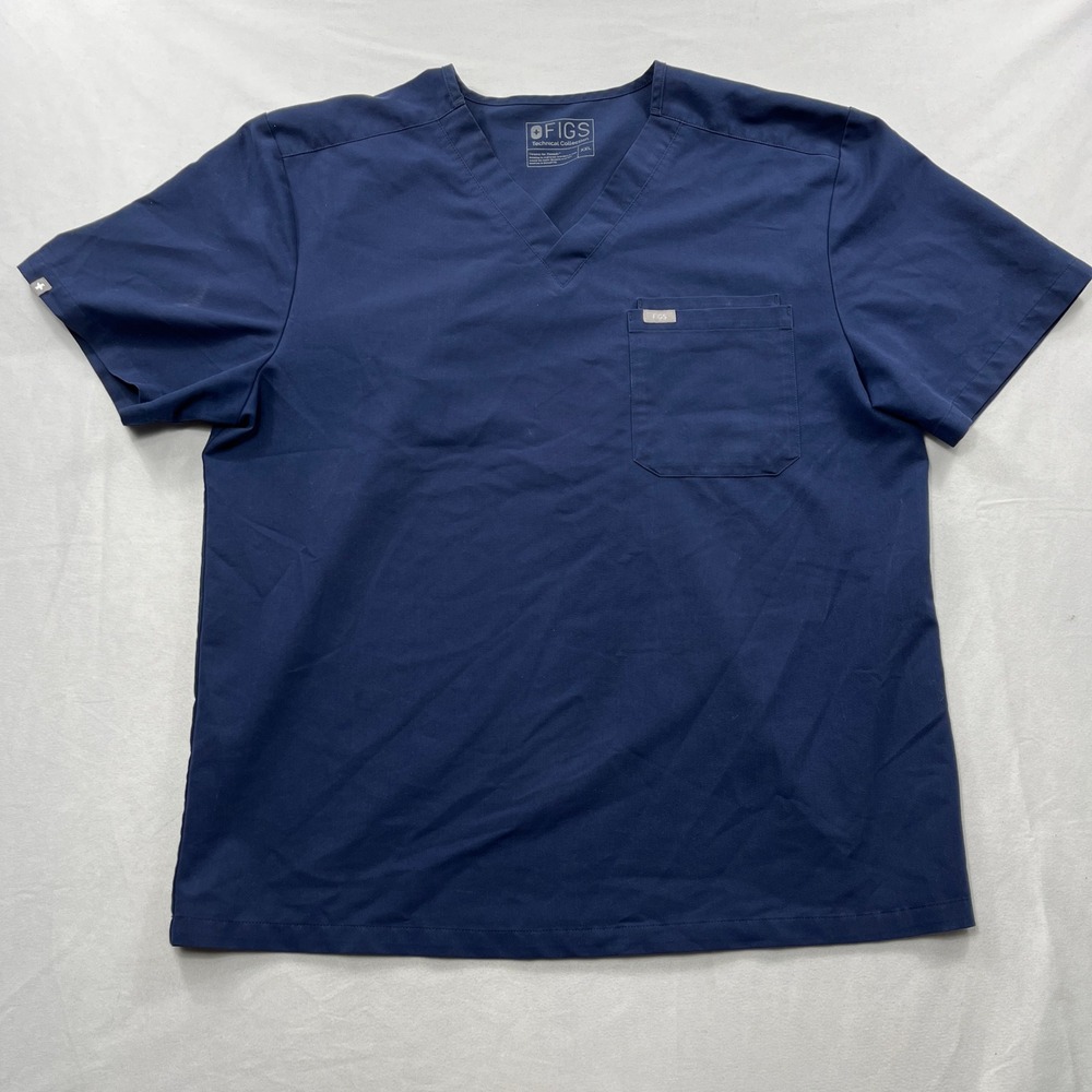 Figs Men's Navy Blue V-Neck Scrub Top